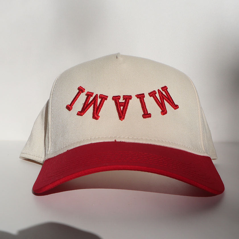 The Miami Hat - Natural/Red – mjmt-apparel