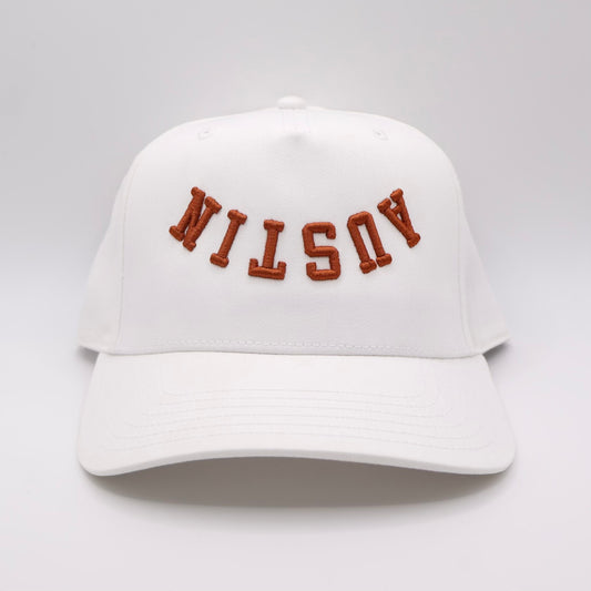 The Austin Hat - White/Burnt Orange