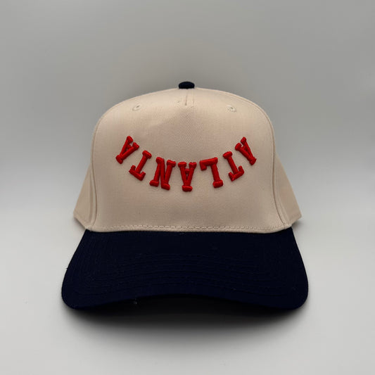 The Atlanta Hat - Natural/Navy/Red